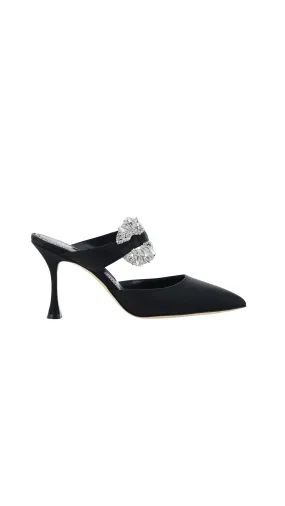 Maidugura 90 Satin Mule Shoes - Black