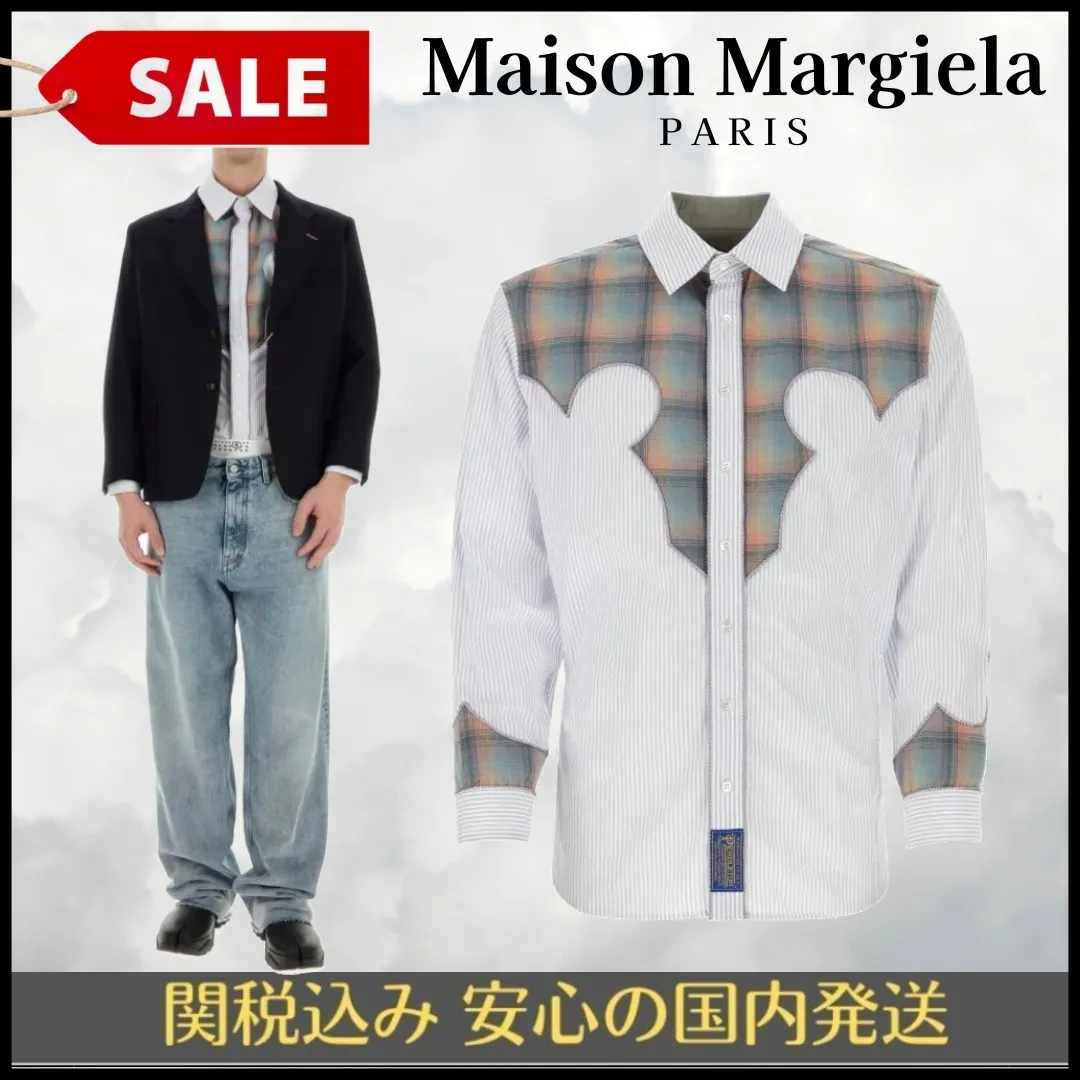 Maison Margiela  |Button-down Stripes Other Plaid Patterns Long Sleeves Cotton