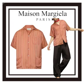 Maison Margiela  |Button-down Stripes Unisex Street Style Short Sleeves