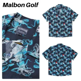 Malbon Golf  |Button-down Unisex Linen Street Style Short Sleeves Logo