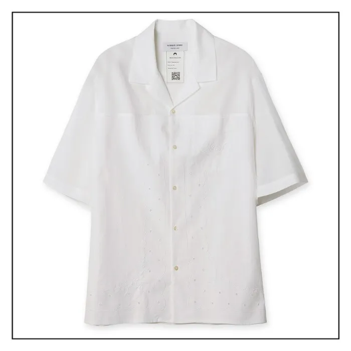 MARINE SERRE  |Button-down Street Style Plain Cotton Short Sleeves Logo