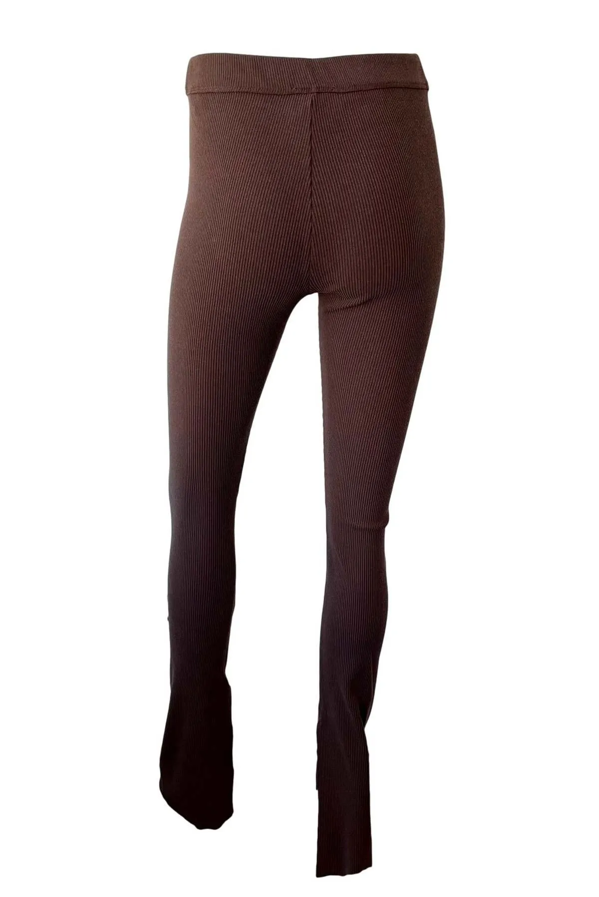 Mass Rib Slit Leggings - Espresso