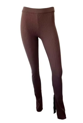 Mass Rib Slit Leggings - Espresso