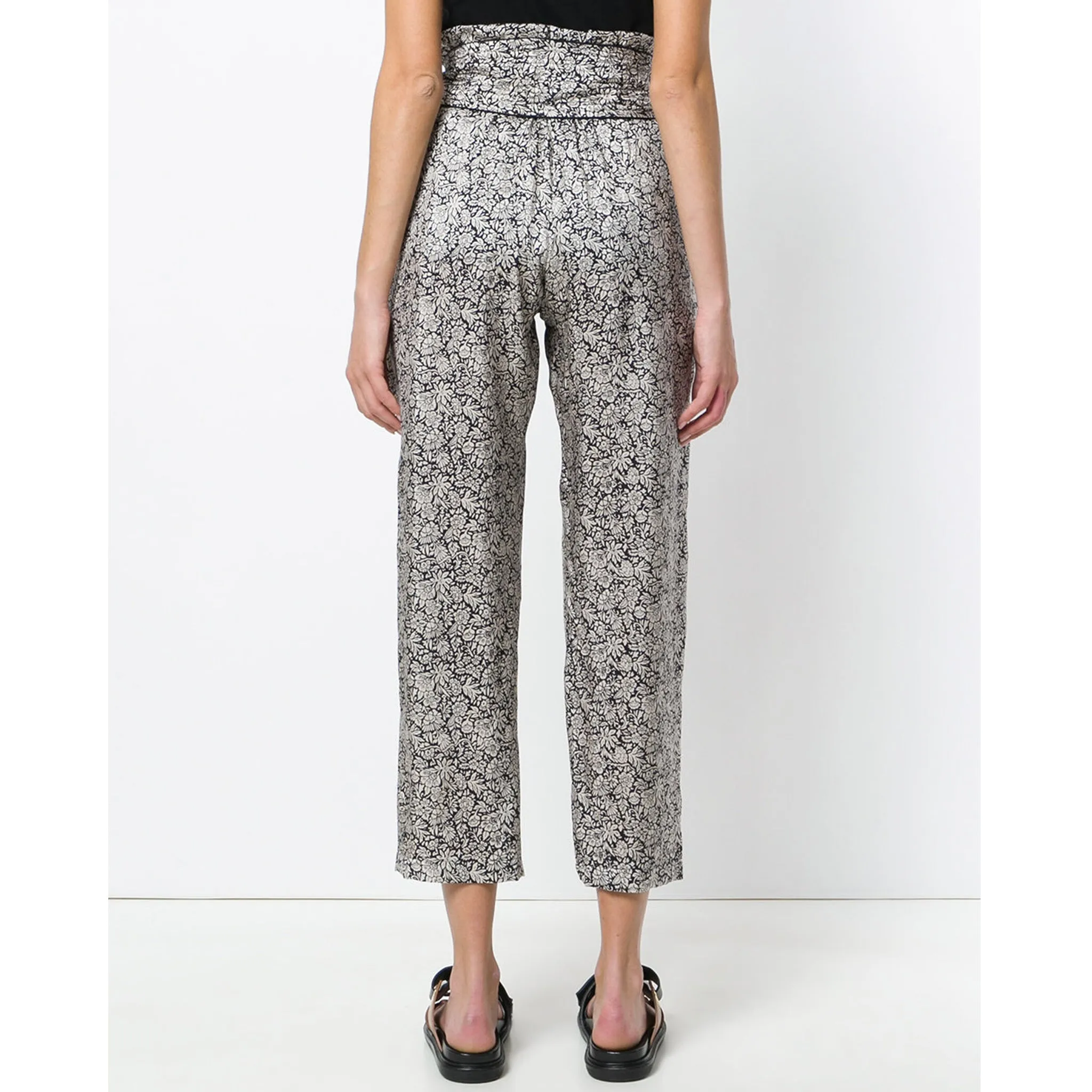 Masscob Floral Print Silk Trousers