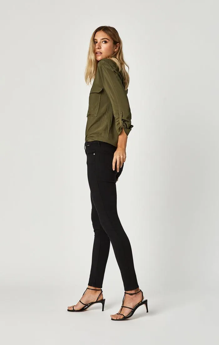 Mavi Jeans Adriana Mid Rise Skinny in Black Gold