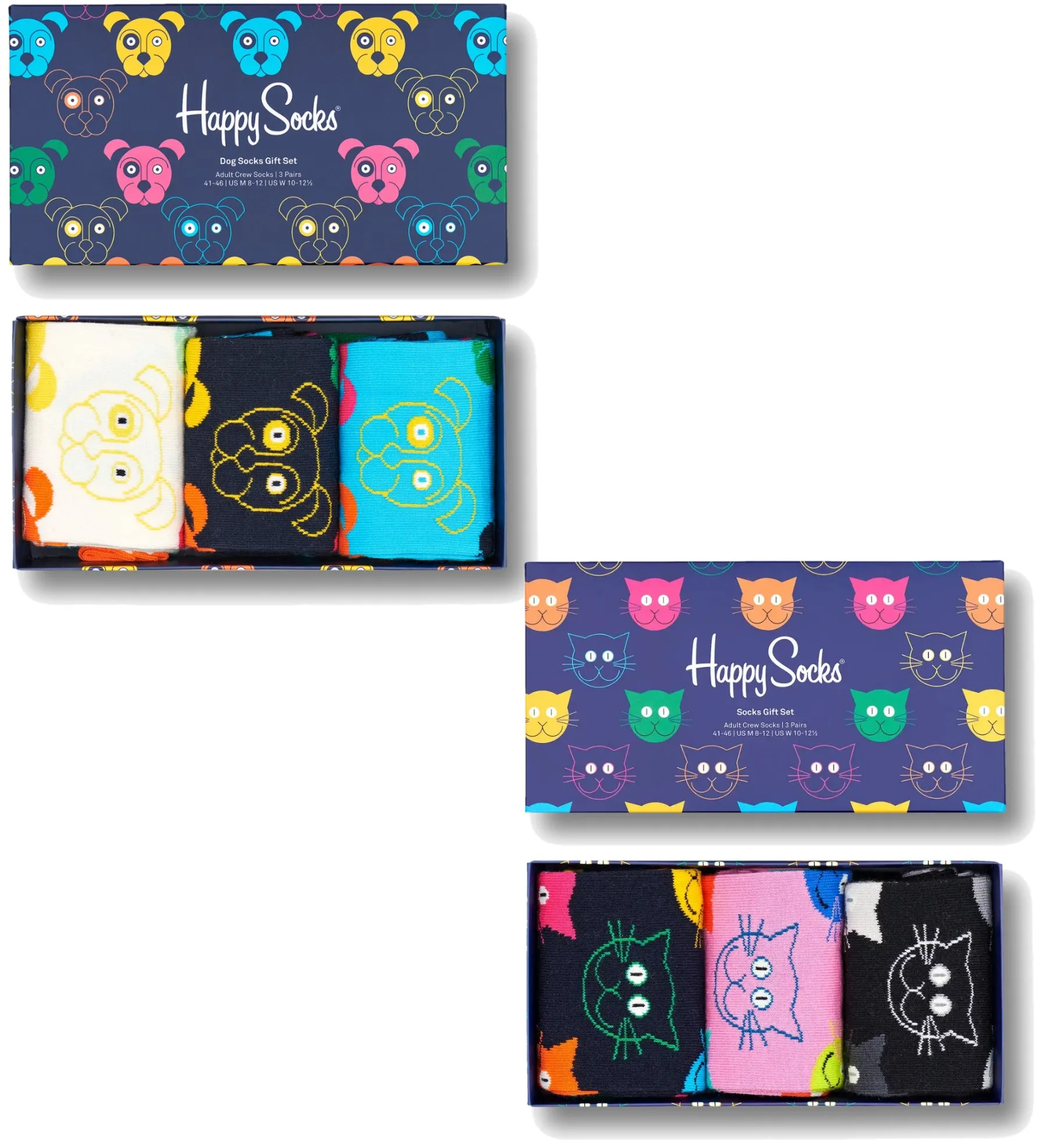 Mens Happy Socks Mixed Dog Gift Box - 3 Pack