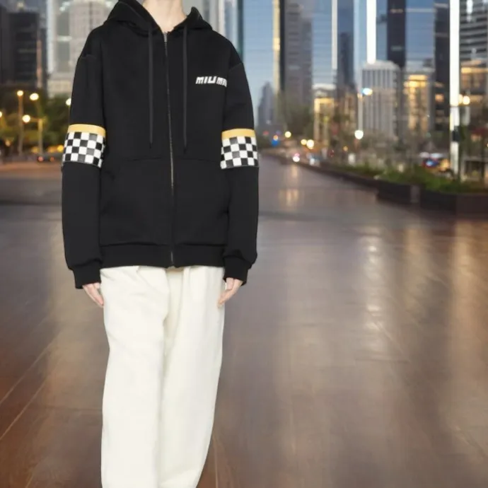 MiuMiu  |Unisex Street Style Long Sleeves Plain Logo Outlet