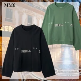 MM6 Maison Margiela  |Crew Neck Long Sleeves Plain Cotton Logo