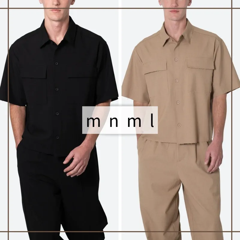 MNML  |Button-down Street Style Plain Short Sleeves Front Button