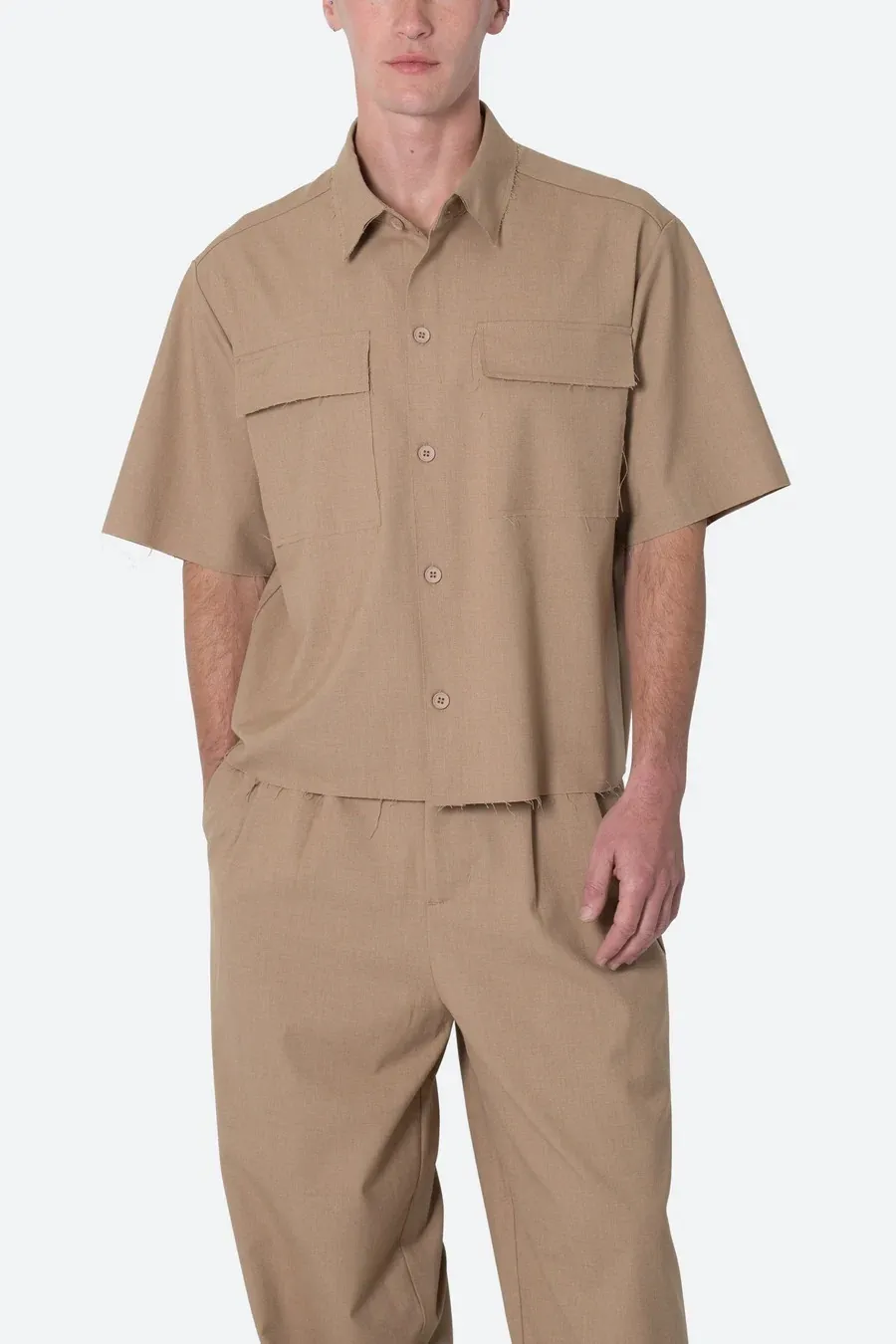 MNML  |Button-down Street Style Plain Short Sleeves Front Button