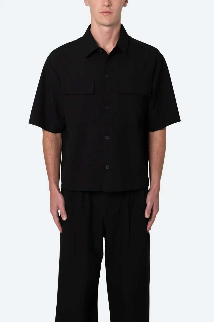 MNML  |Button-down Street Style Plain Short Sleeves Front Button