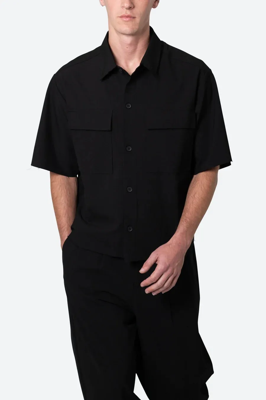 MNML  |Button-down Street Style Plain Short Sleeves Front Button