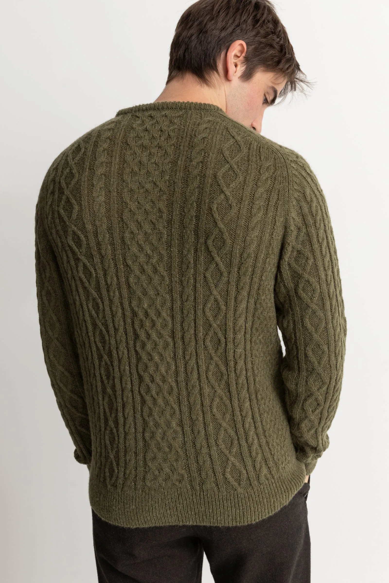 Mohair Fishermans Knit Olive