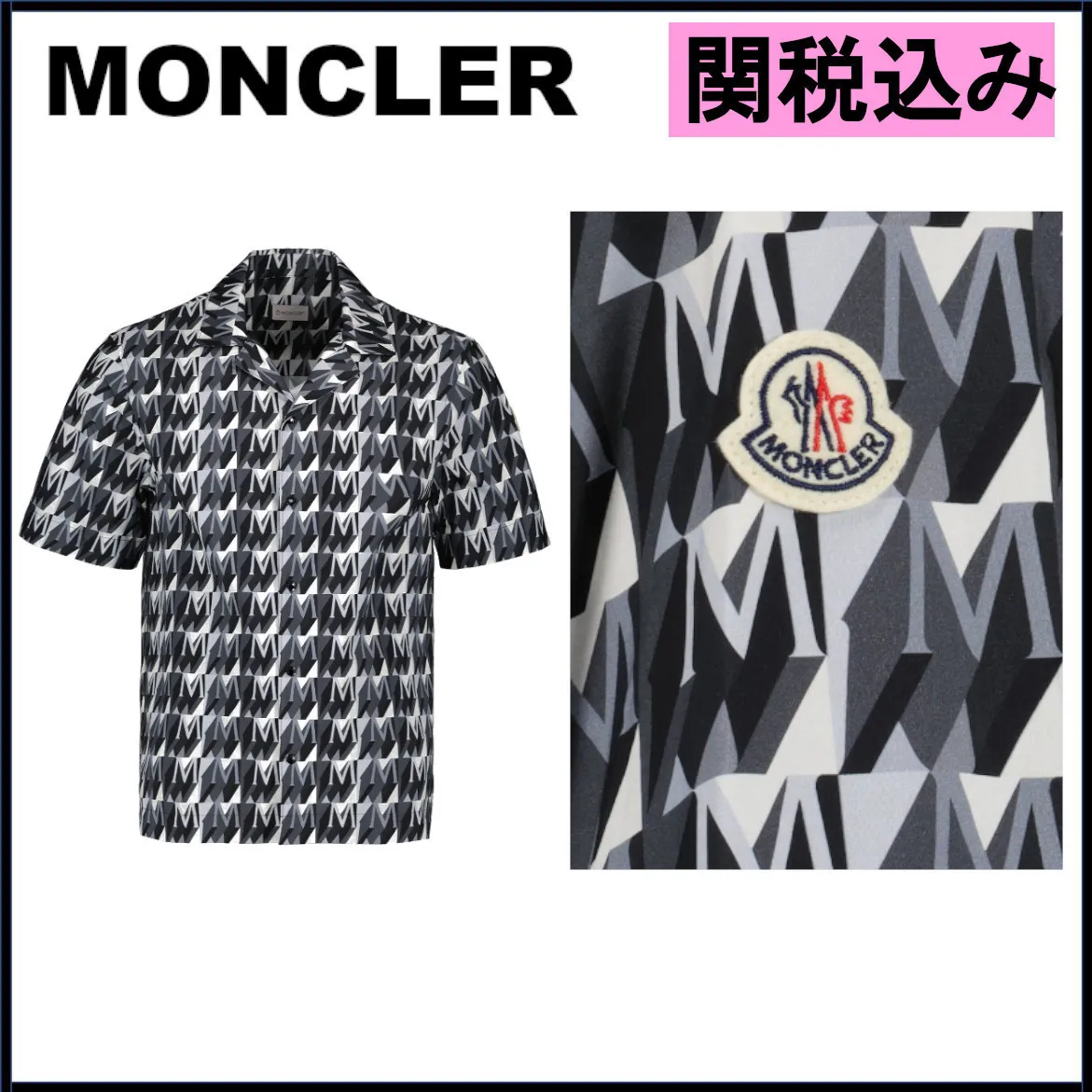 MONCLER  |Button-down Monogram Street Style Cotton Short Sleeves Logo