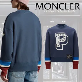 MONCLER  |Crew Neck Street Style Long Sleeves Plain Cotton Logo