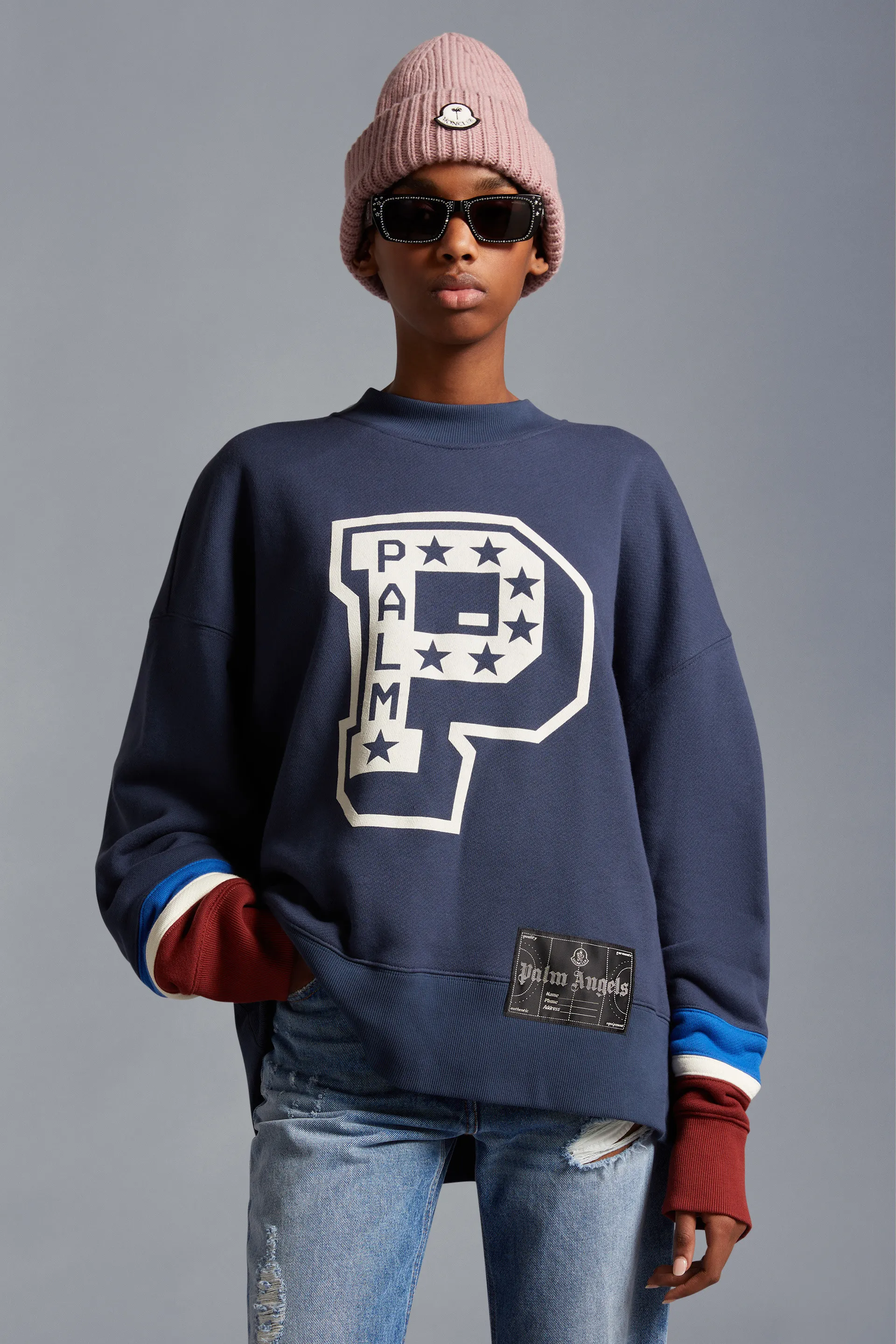 MONCLER  |Crew Neck Street Style Long Sleeves Plain Cotton Logo