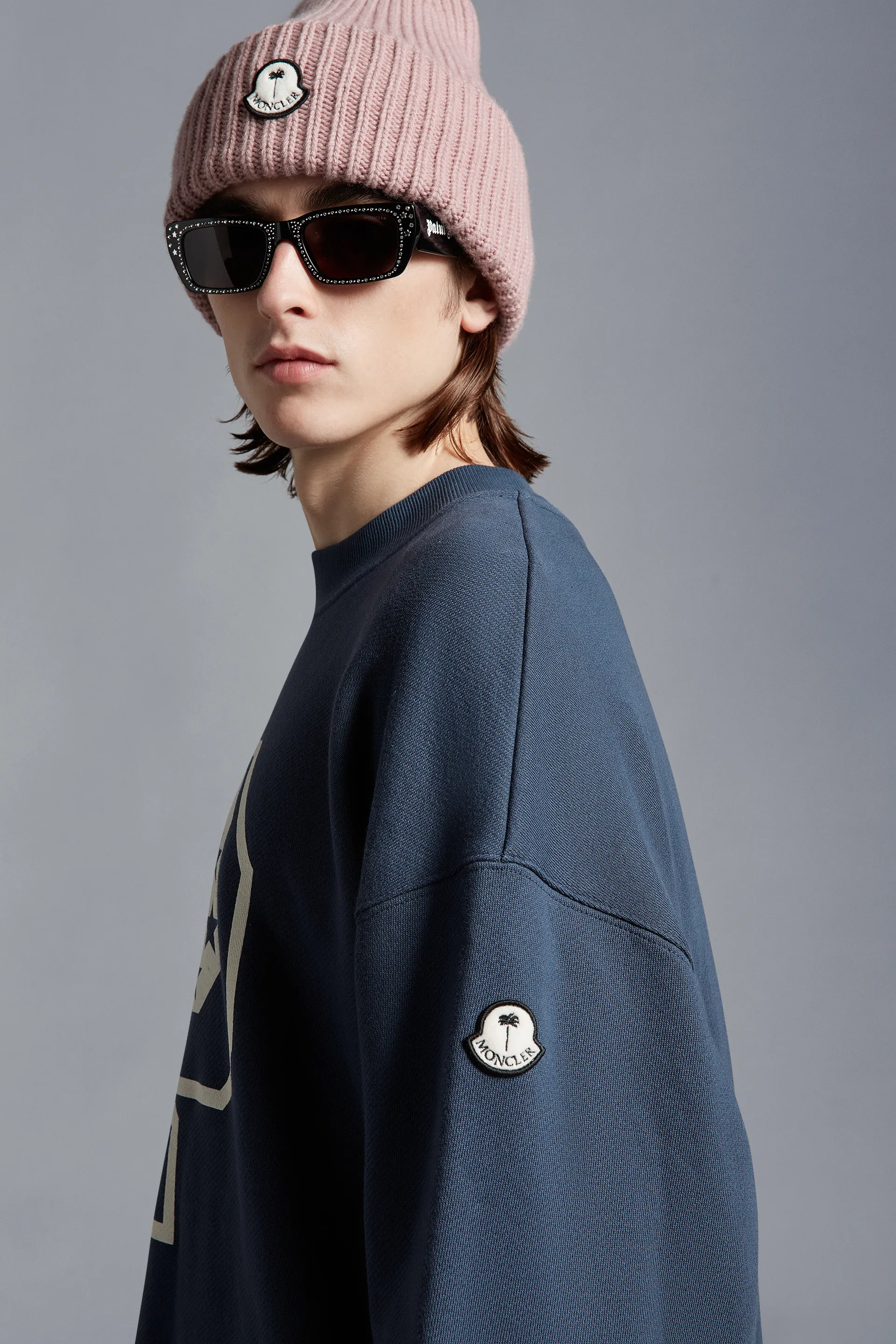 MONCLER  |Crew Neck Street Style Long Sleeves Plain Cotton Logo