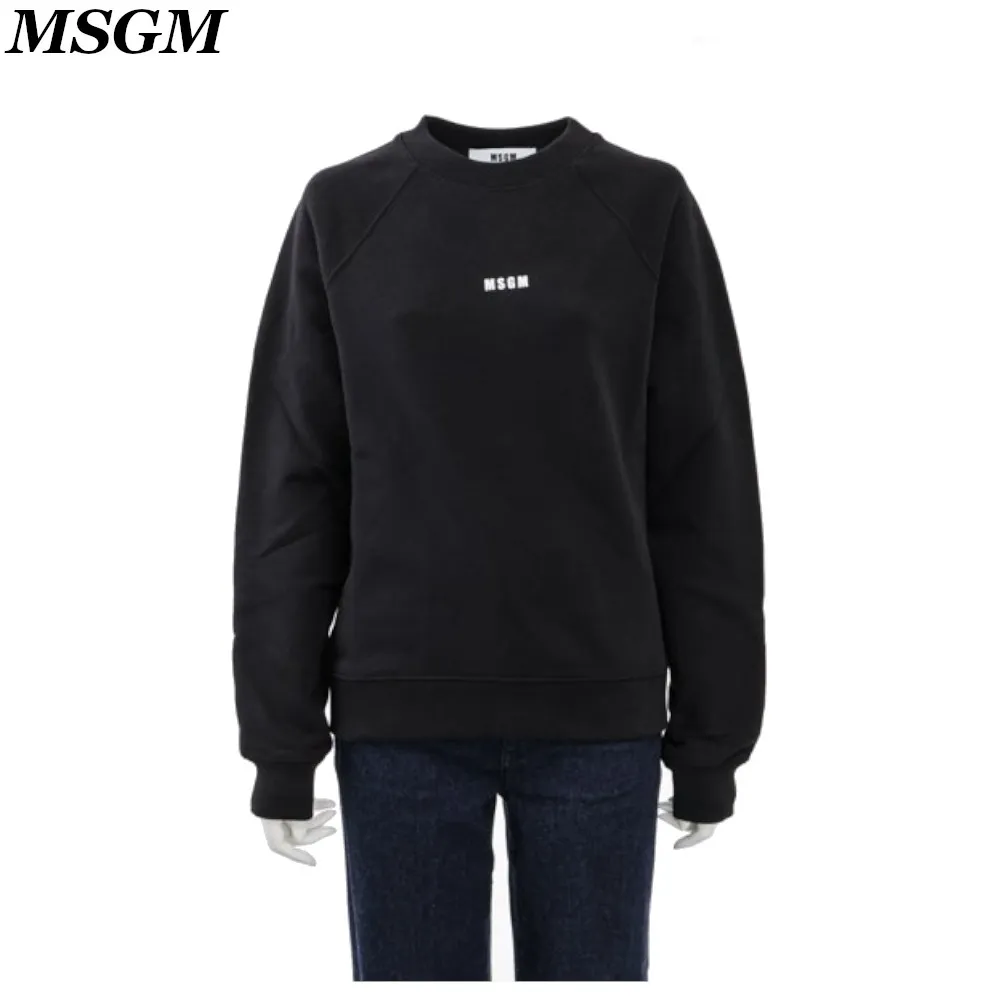 MSGM  |Crew Neck Street Style Long Sleeves Plain Cotton Logo