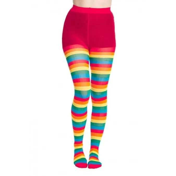 Multi Coloured Rainbow Striped Tights