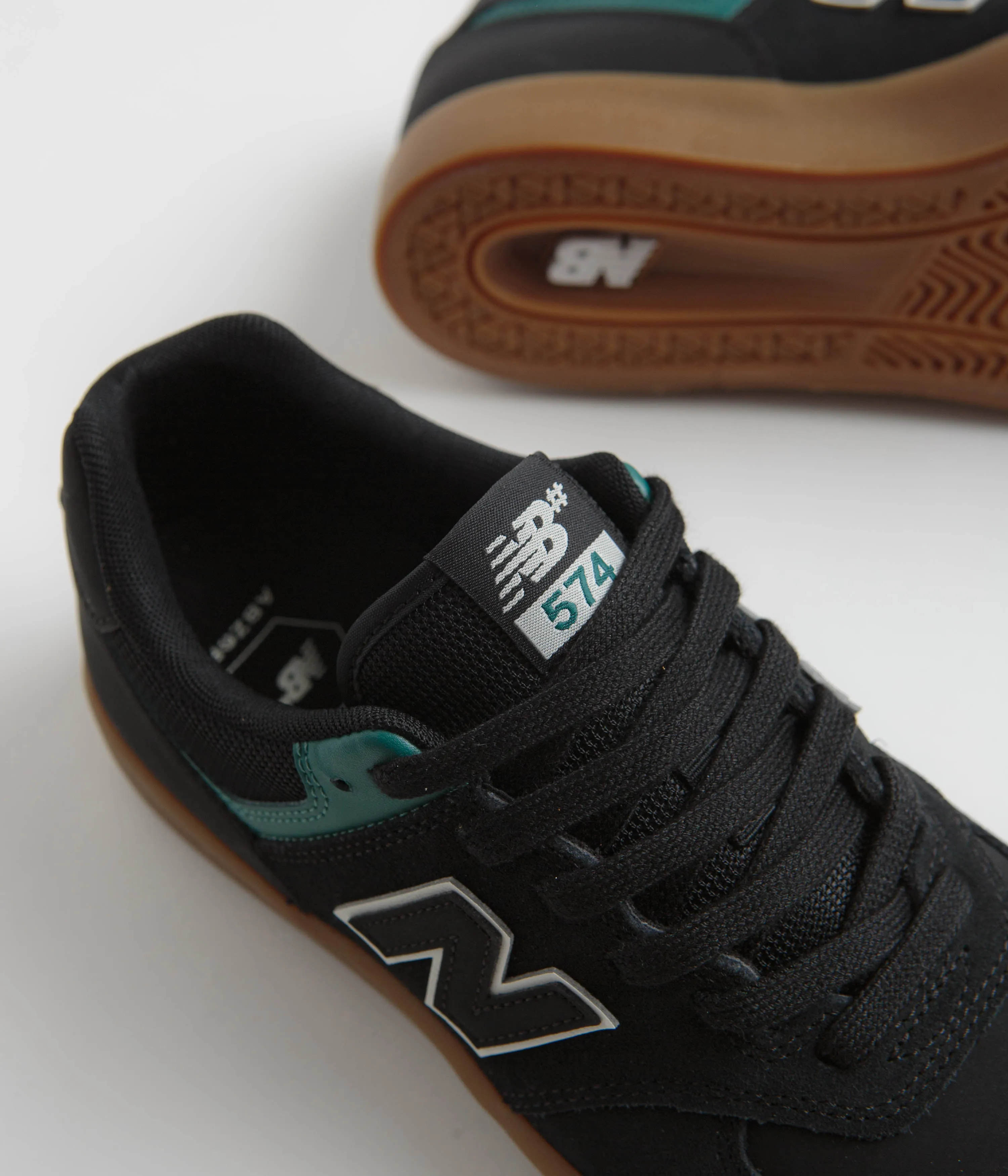 New Balance Numeric 574 Shoes - Black / Vintage Teal