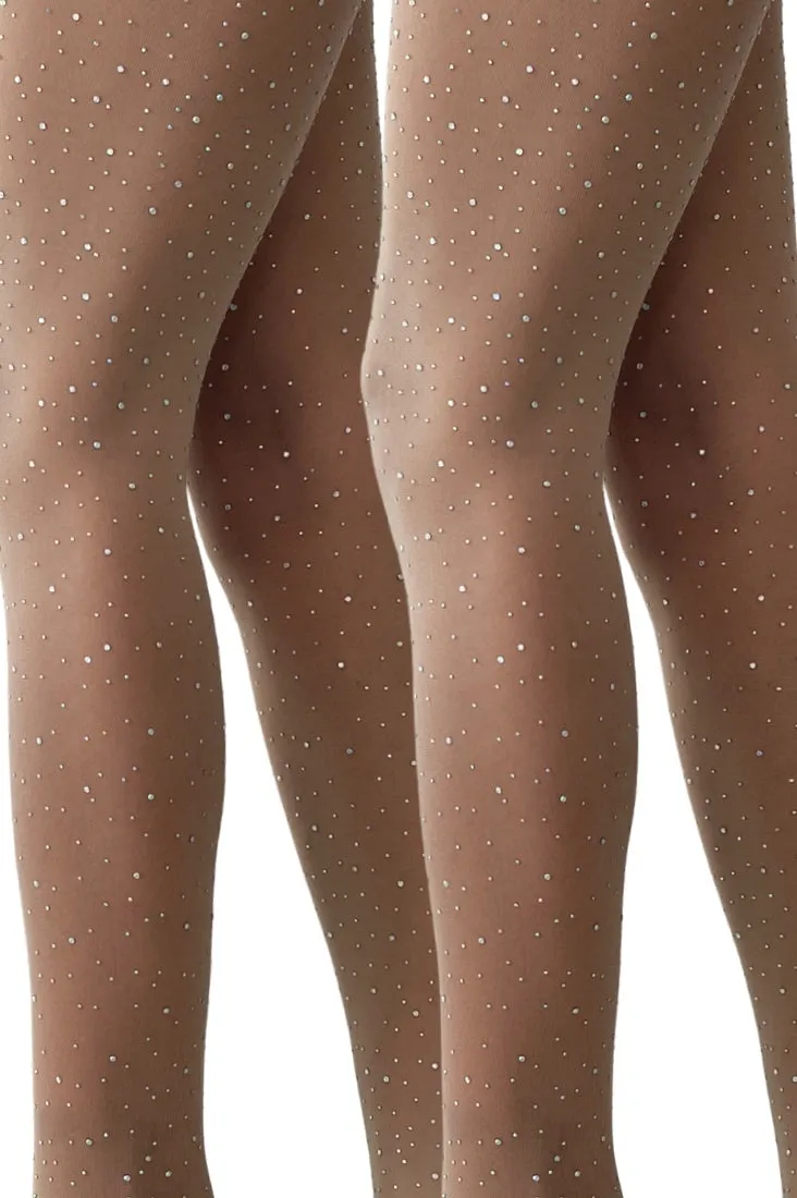 Nude Sheer Rhinestone Tights