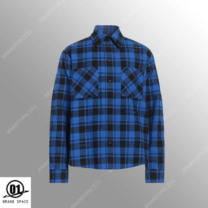 Off-White  |Button-down Tartan Unisex Street Style Cotton Short Sleeves