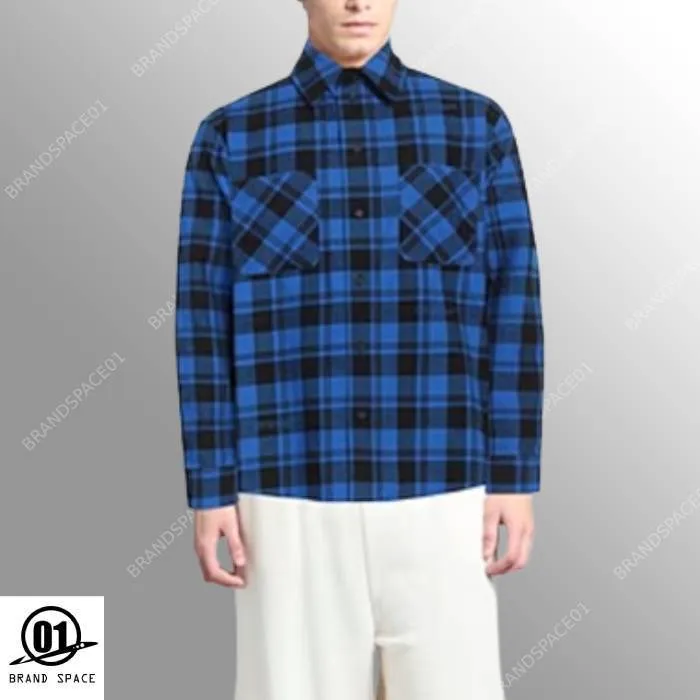 Off-White  |Button-down Tartan Unisex Street Style Cotton Short Sleeves