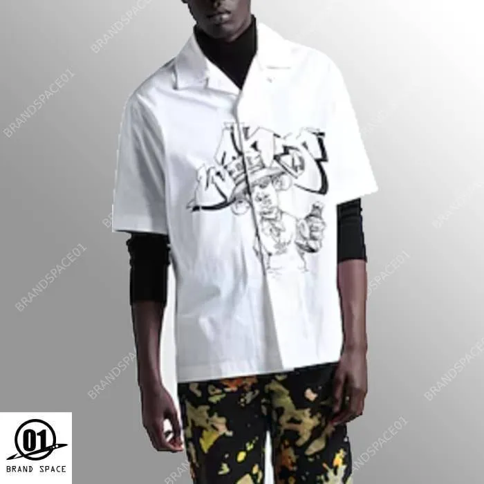 Off-White  |Button-down Unisex Street Style Plain Cotton Short Sleeves