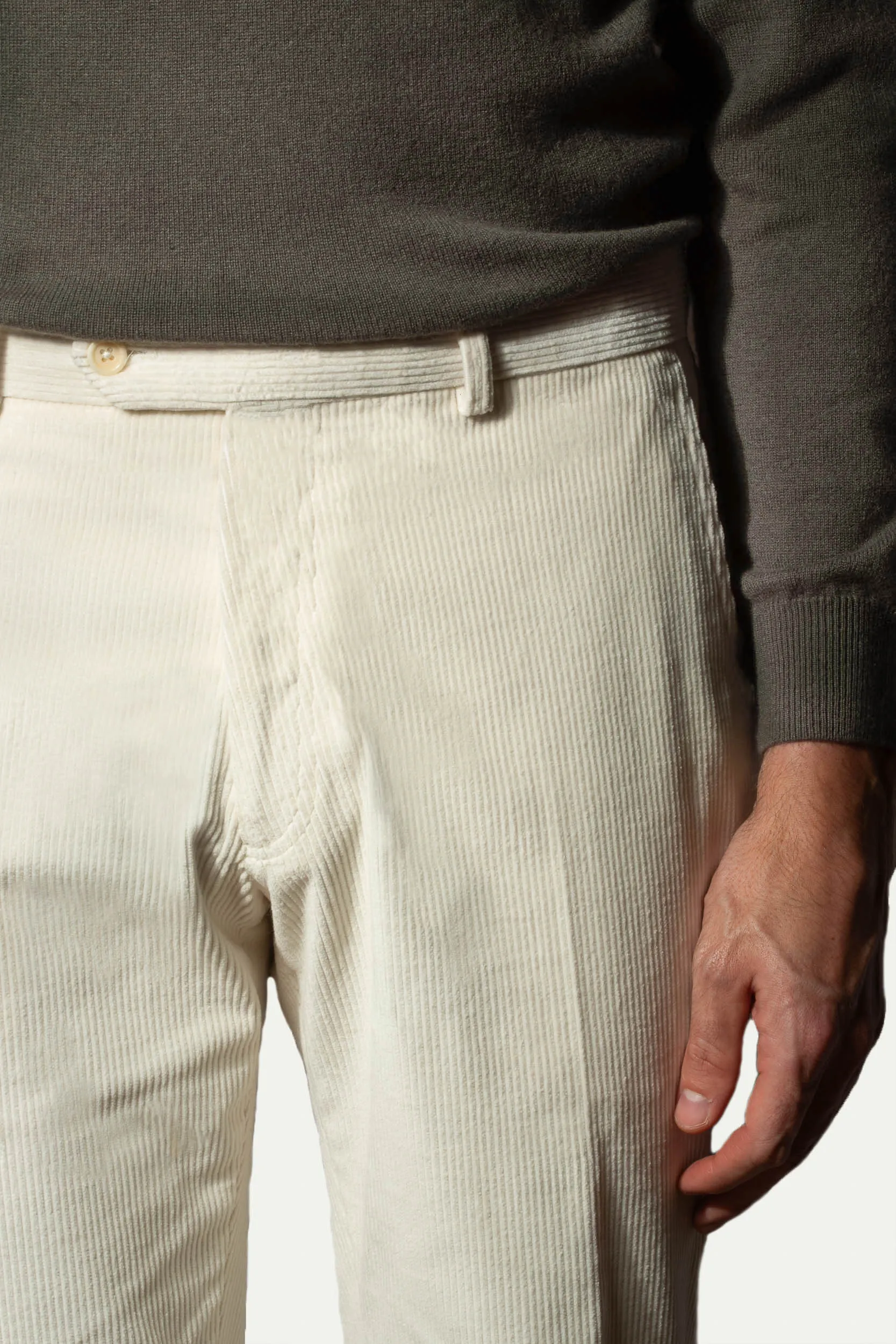 Off-white corduroy Sirmione trousers - Made in Italy