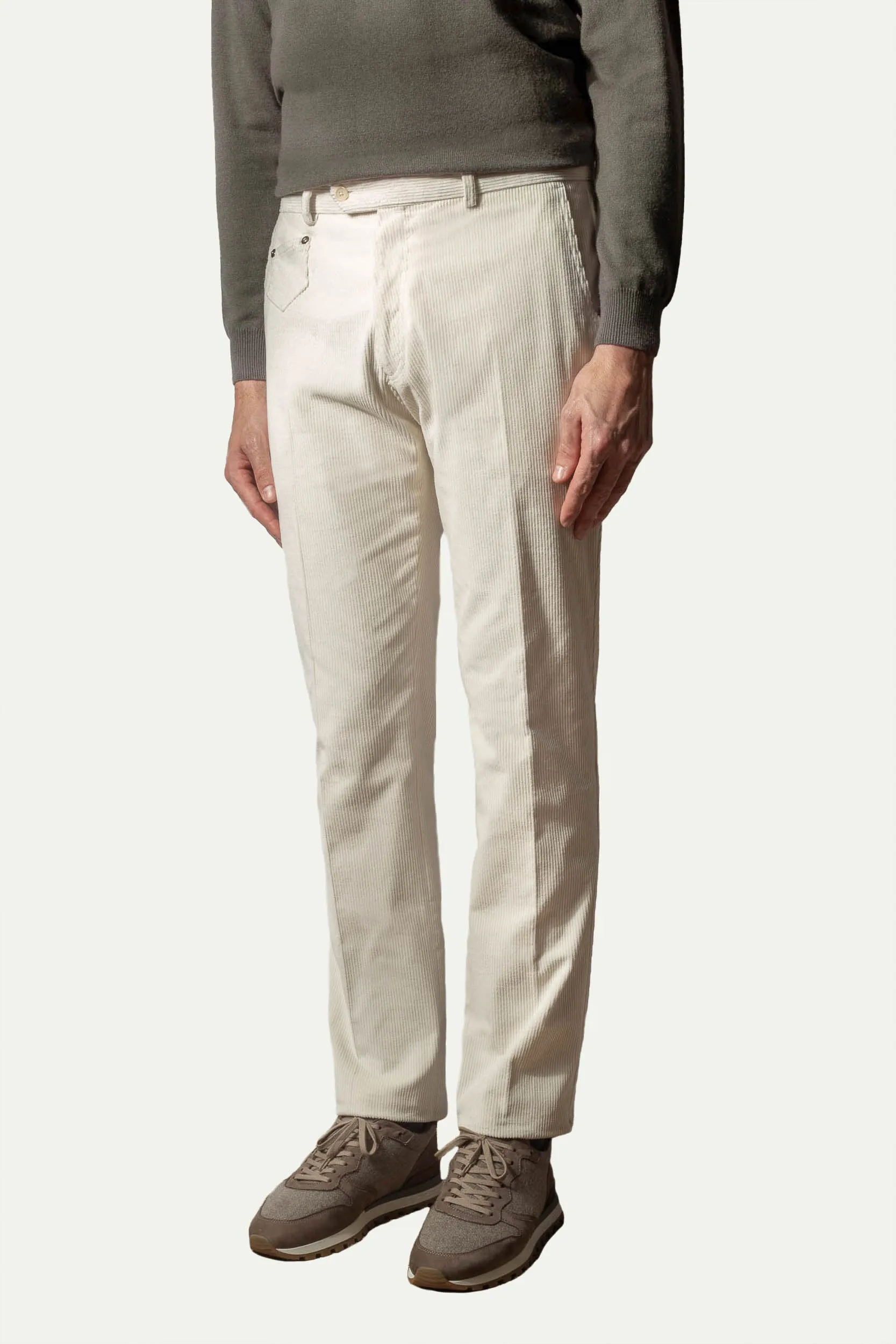 Off-white corduroy Sirmione trousers - Made in Italy