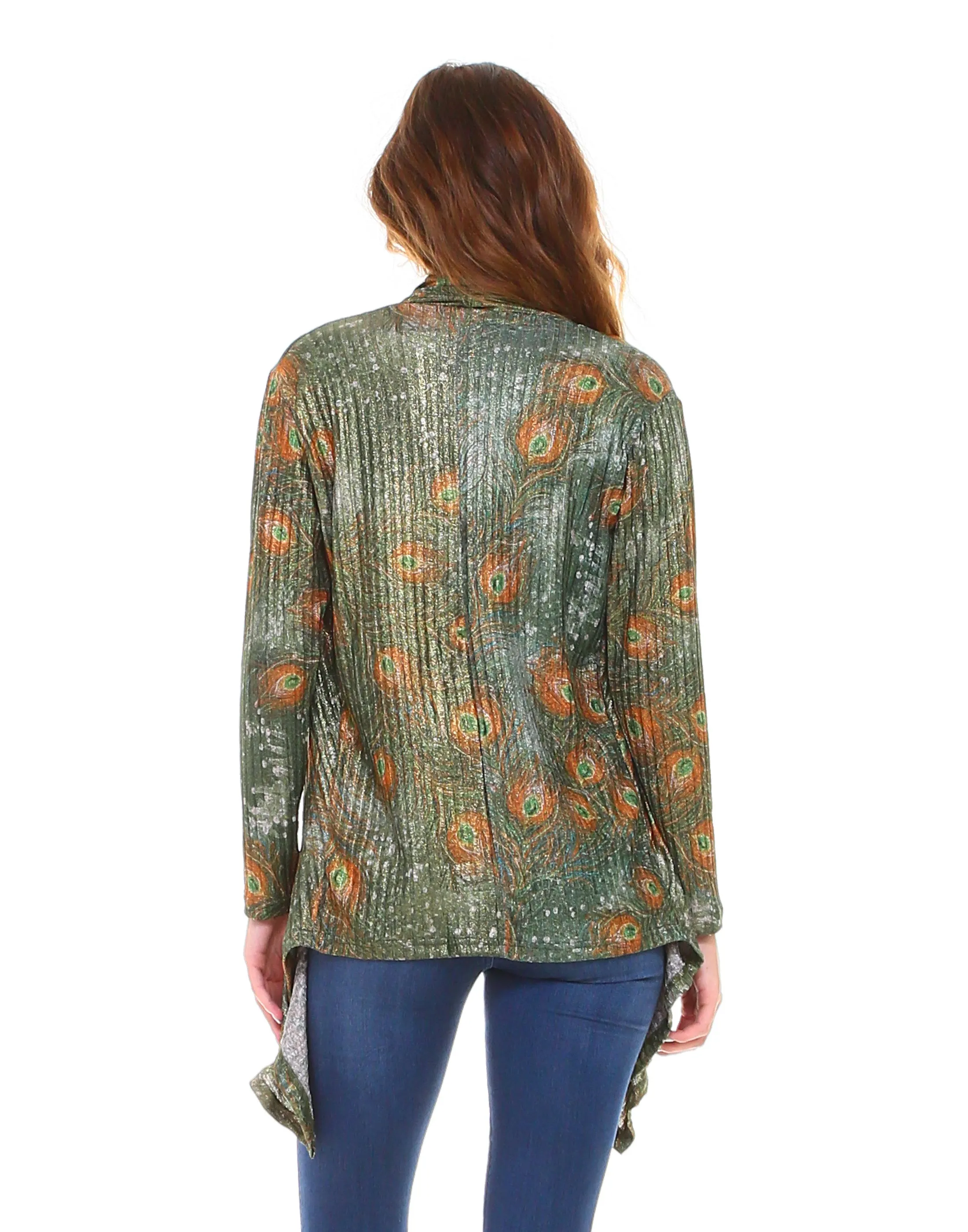 Peacock Feathers Cardigan Green