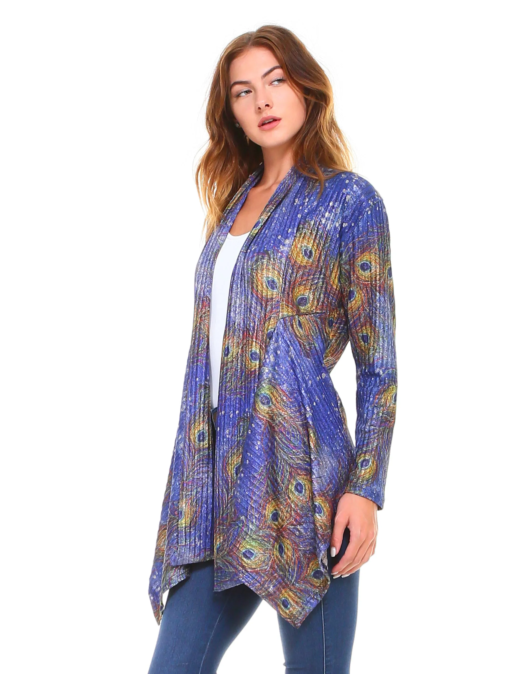 Peacock Feathers Cardigan Purple