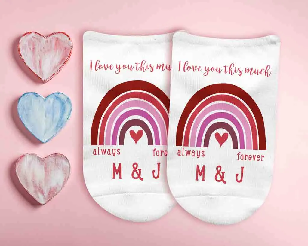 Personalized I Love You This Much with Pink Rainbow Design