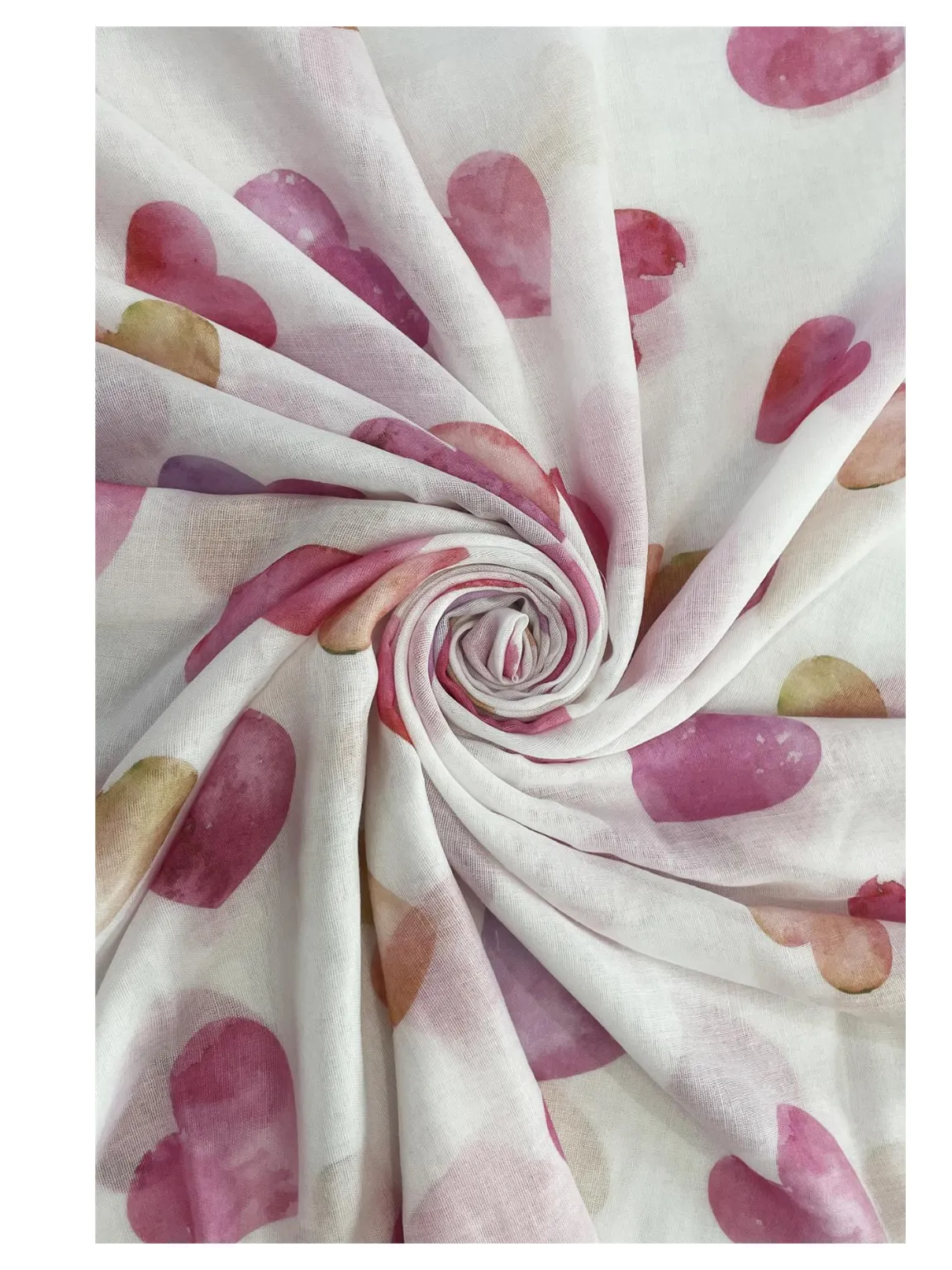 Pink Love Heart Raw Edge Scarf