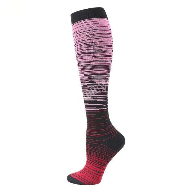 Pink Red Compression Blood Circulation Promotion Slimming Socks for Men