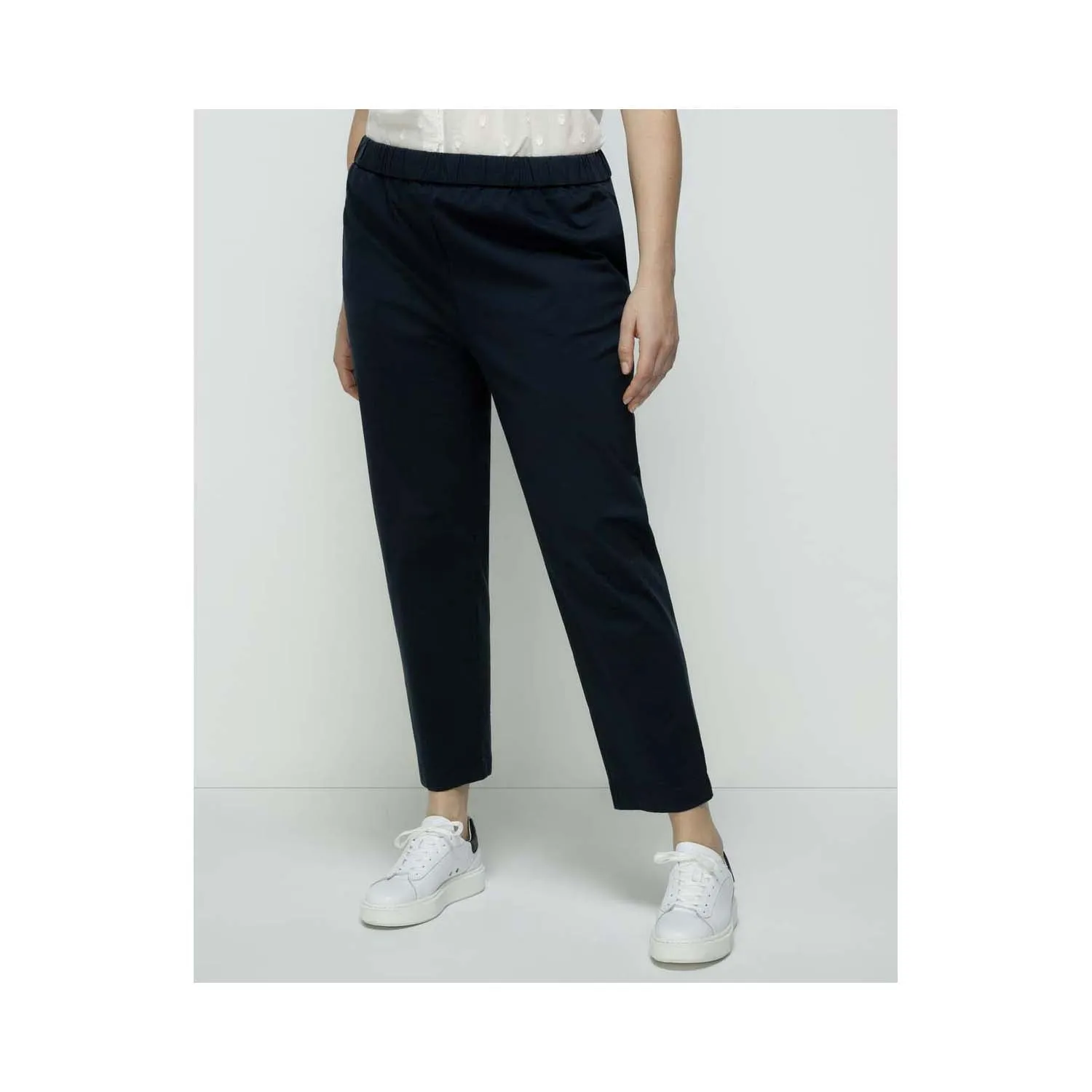 Plain-Coloured Straight Trousers - Blue