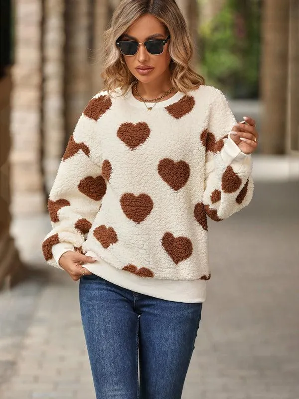 Plush Love Loose Women Sweatshirt