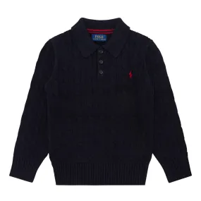 POLO RALPH LAUREN Logo Cable-Knit Sweater - Navy