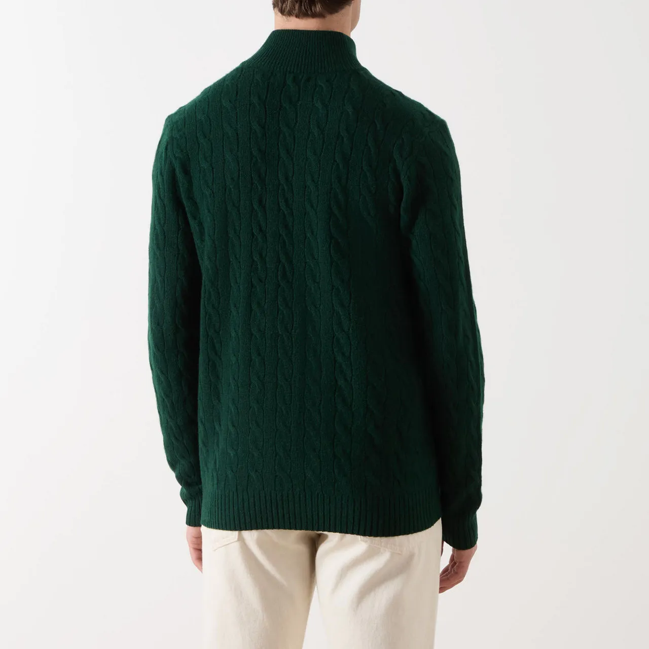 POLO RALPH LAUREN Logo Half-Zip Cable Knit Sweater - Dark Green