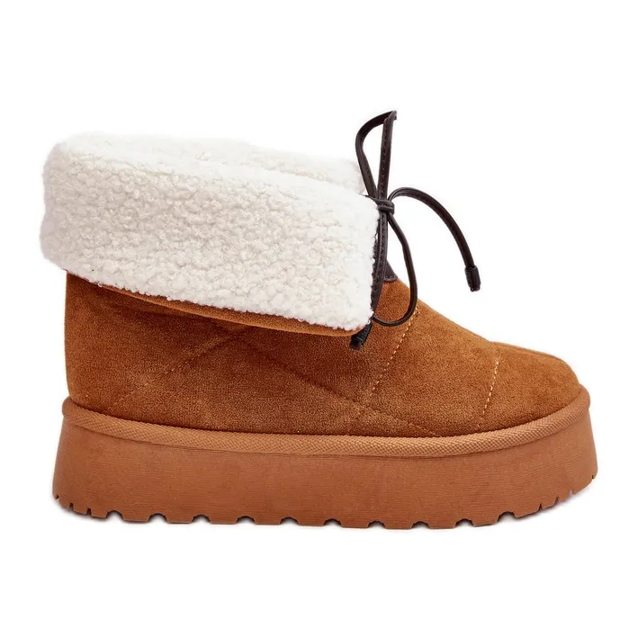 PS1 Platform snow boots with sheepskin Camel Olimuka brown