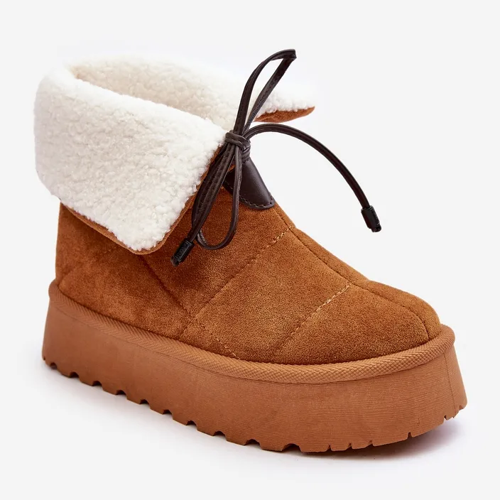 PS1 Platform snow boots with sheepskin Camel Olimuka brown