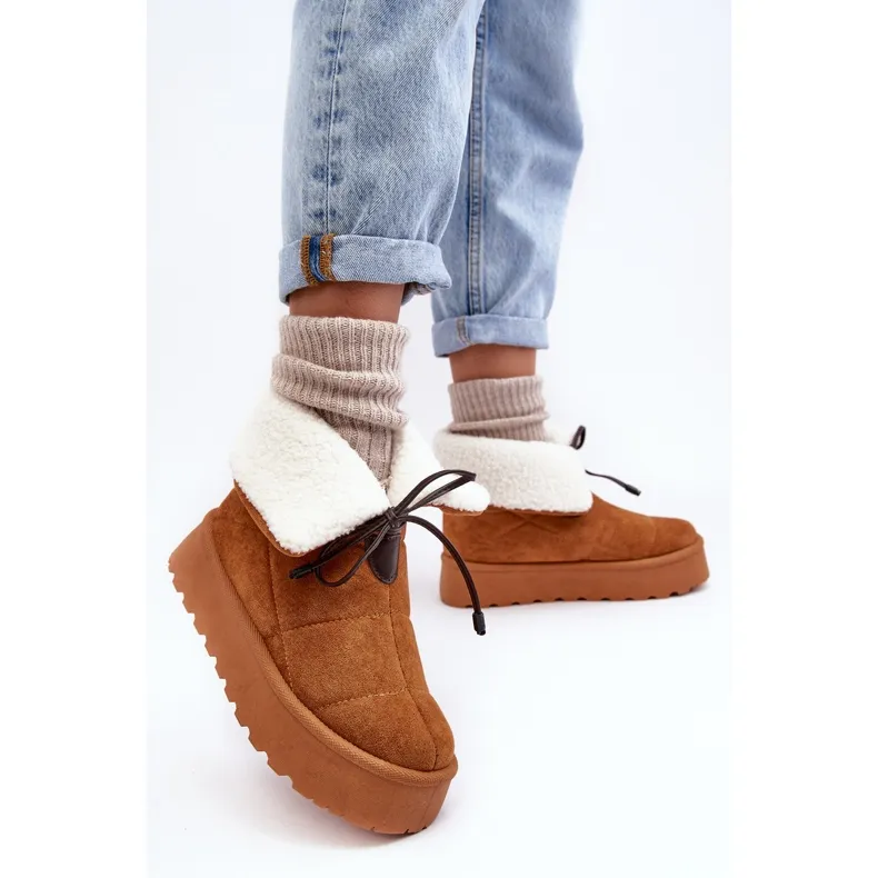 PS1 Platform snow boots with sheepskin Camel Olimuka brown