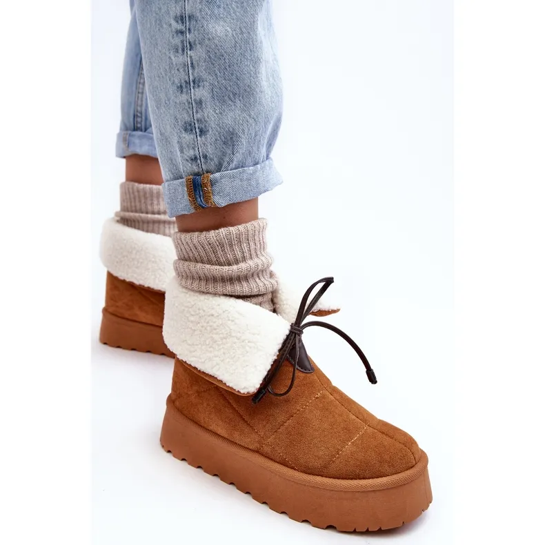 PS1 Platform snow boots with sheepskin Camel Olimuka brown