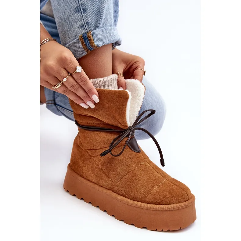 PS1 Platform snow boots with sheepskin Camel Olimuka brown