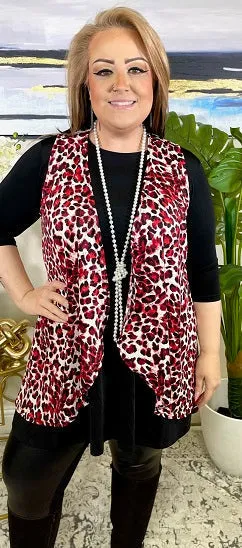 Red & White Leopard Vest