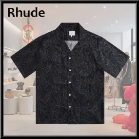 RHUDE  |Button-down Street Style Other Animal Patterns Short Sleeves