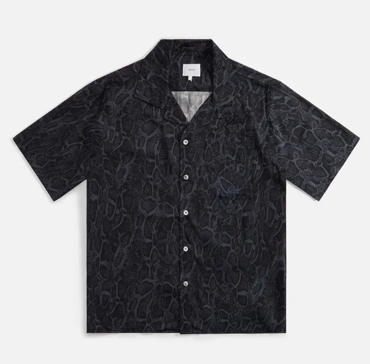 RHUDE  |Button-down Street Style Other Animal Patterns Short Sleeves