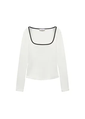 Ribbed squared neckline T-shirt