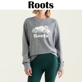 Roots  |Crew Neck Street Style Long Sleeves Plain Cotton Logo