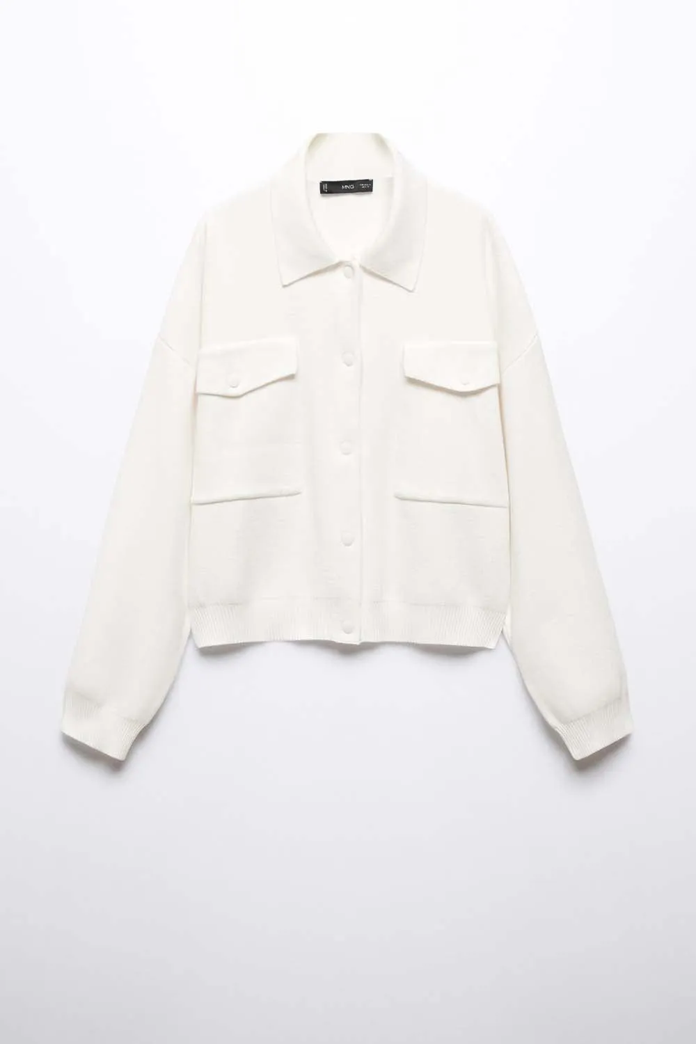 Shirt collar cardigan with pockets